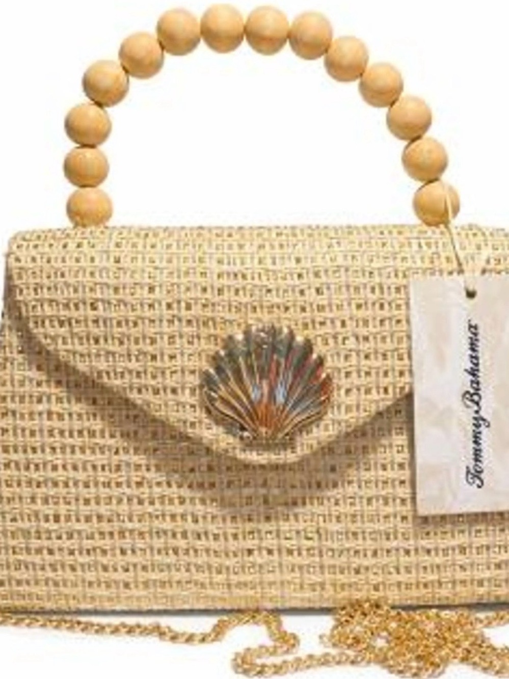 Tommy Bahama Woven Shell-Front Crossbody bag in Natural Beige  NEW - Picture 4 of 4